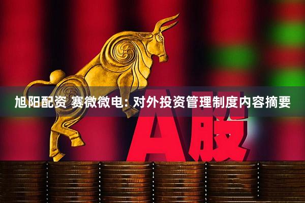旭阳配资 赛微微电: 对外投资管理制度内容摘要